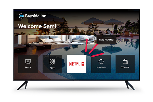 DISH menu screen on hotel TV