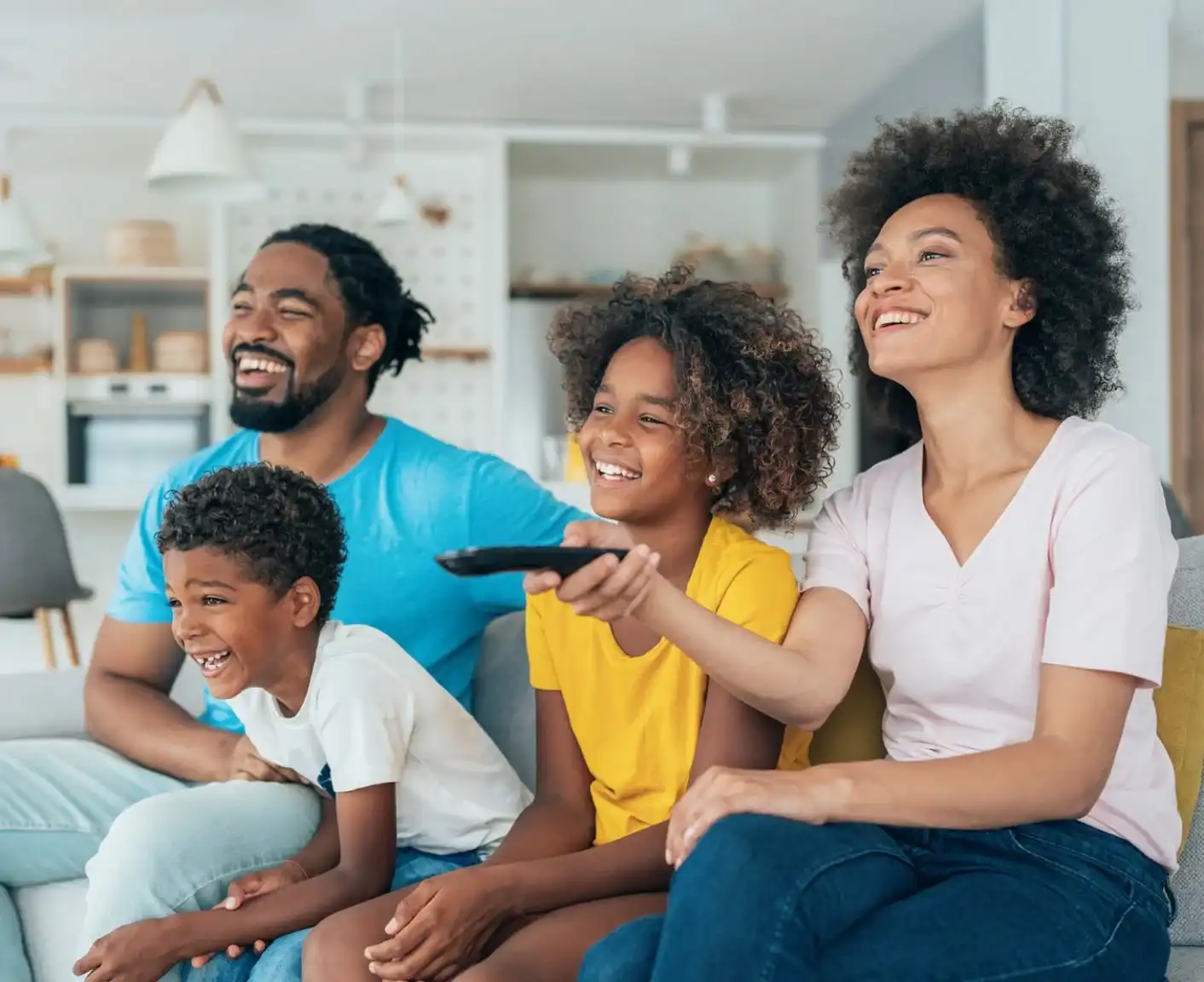 Family watching tv