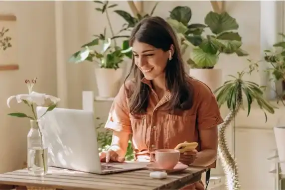 Girl looking at computer