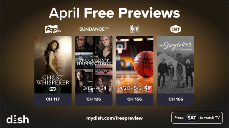 April Free previews on DISH including NBA TV, CMT and more