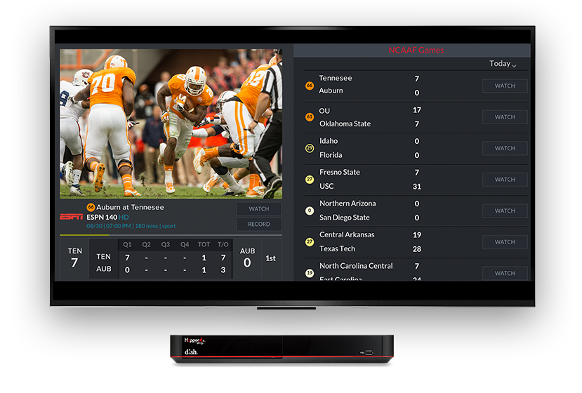 Gamefinder interface on TV