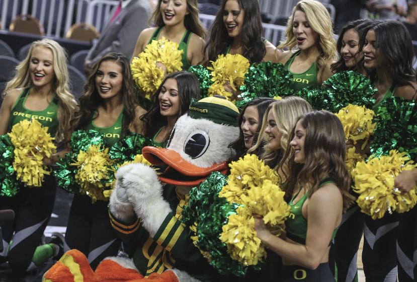 Pac 12 mascot and cheerleaders